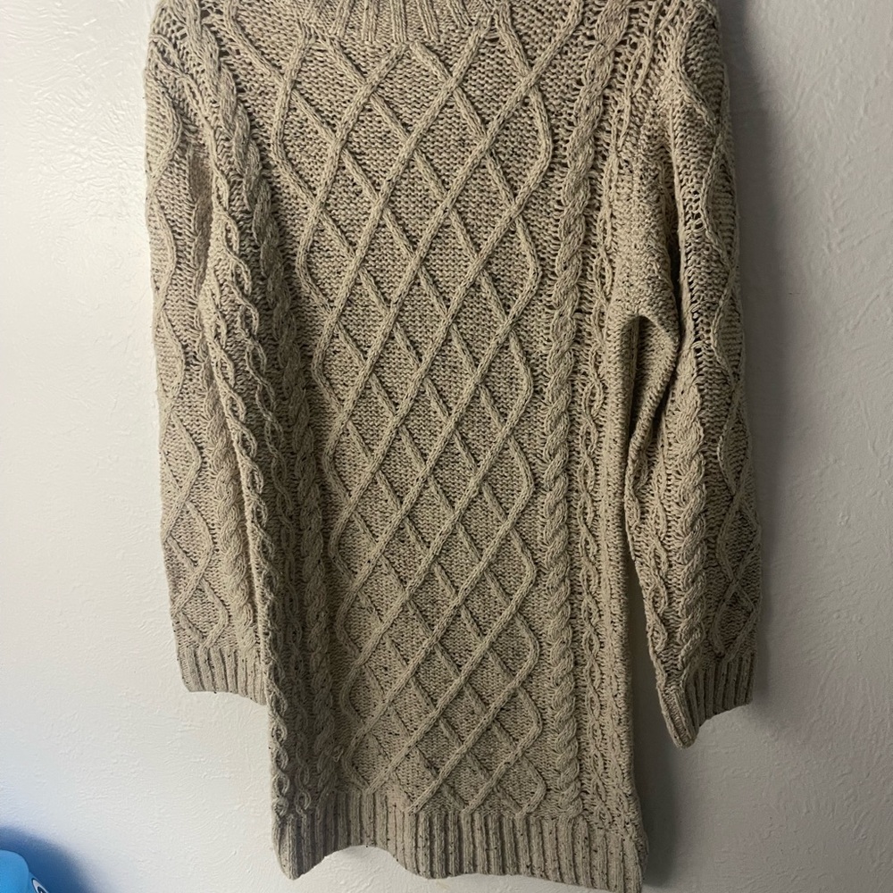 Line & Dot Taupe Cable Knit Turtleneck Sweater